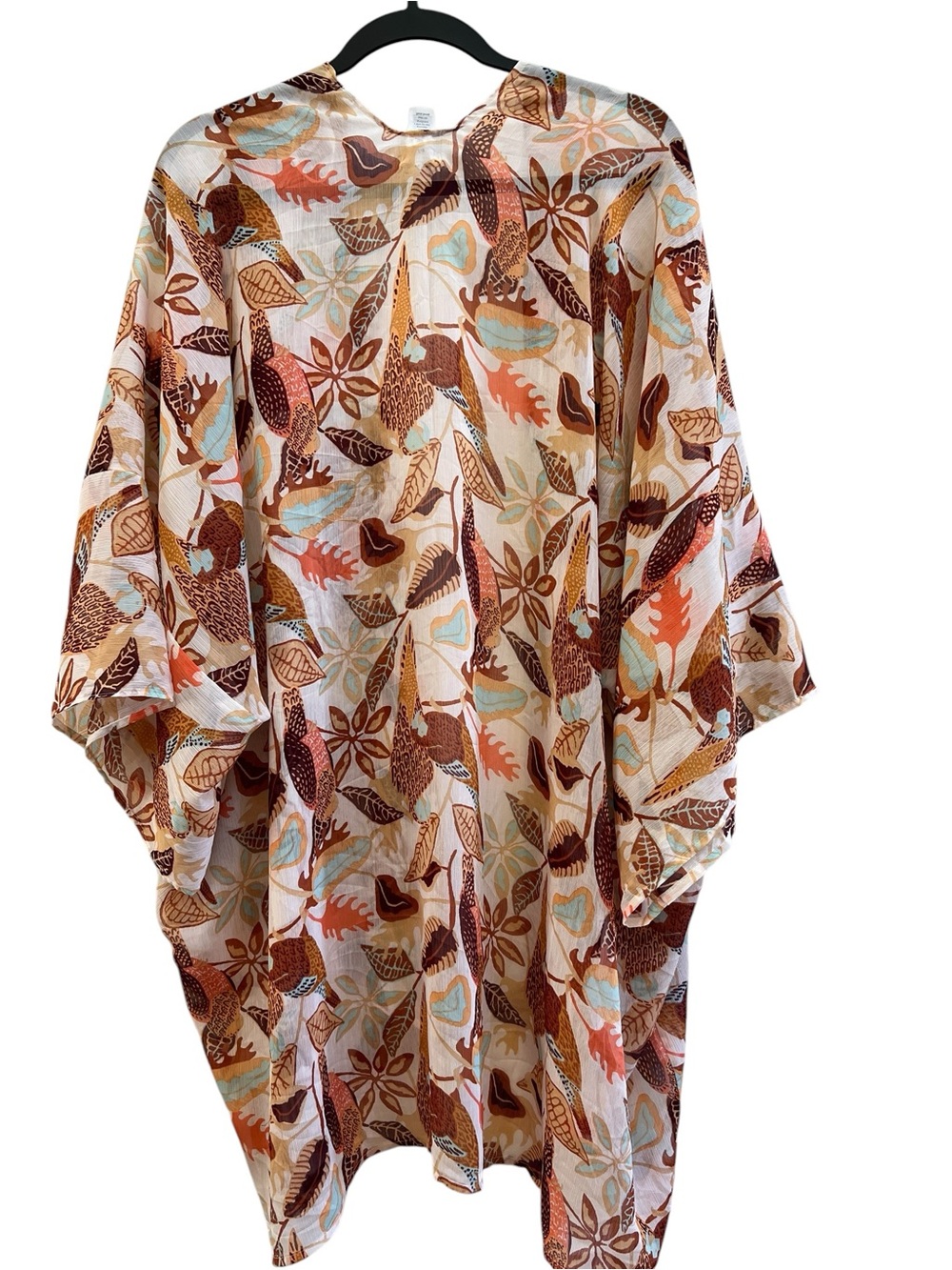 Aerie Tropical Leaf Print Open Front Kimono Cover Up O/S Boho Resort Botanical - Picture 3 of 5